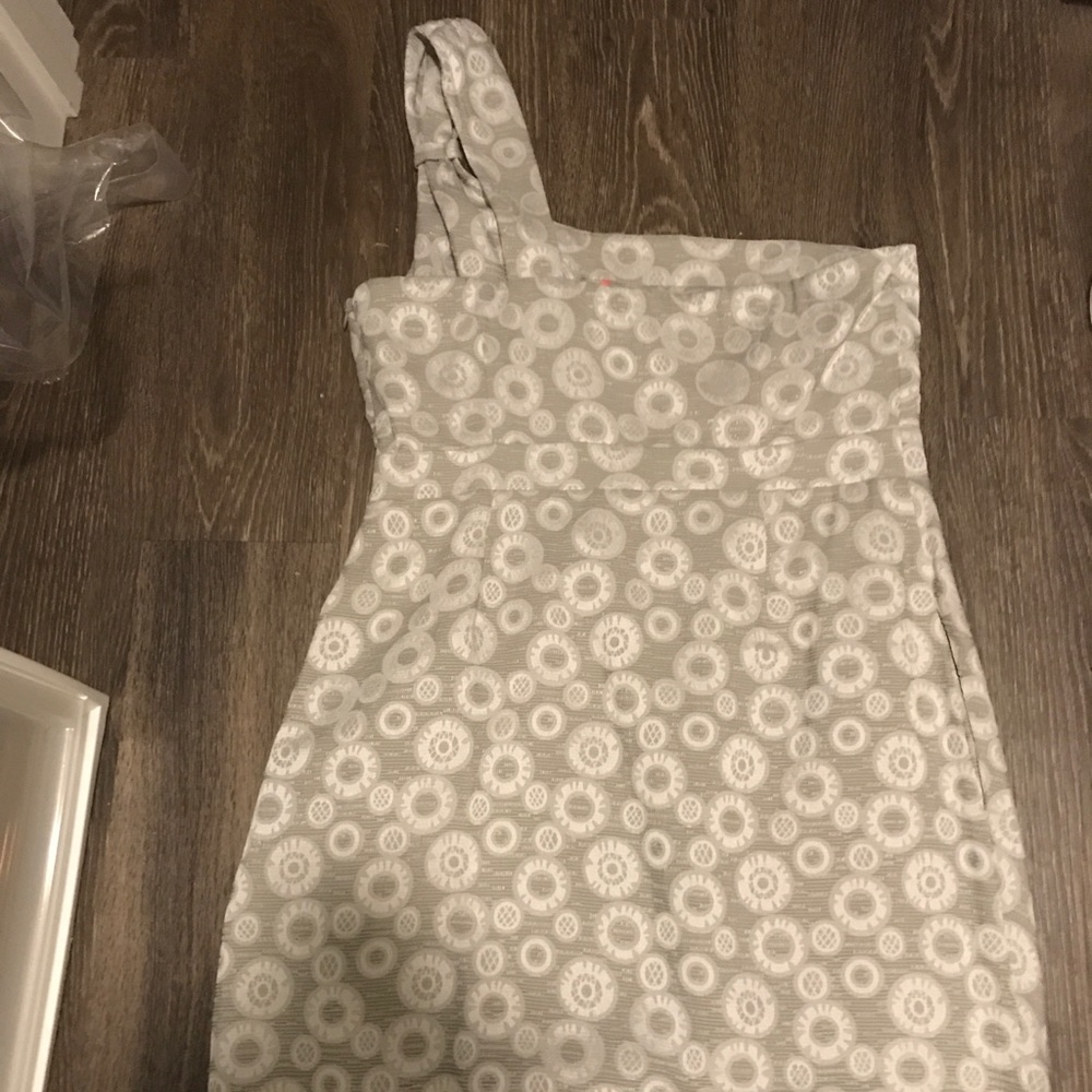 Anthropologie silver one shoulder dress. Sz 14. - Picture 4 of 5